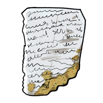 Vomit-stained note