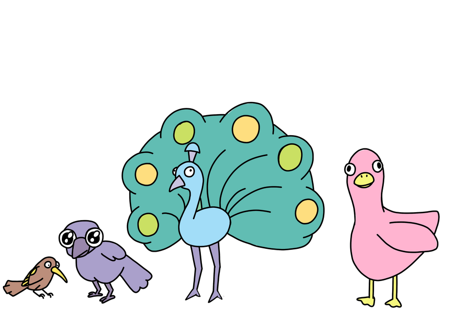 Honeyeater, Bowerbird, Peacock, Goose