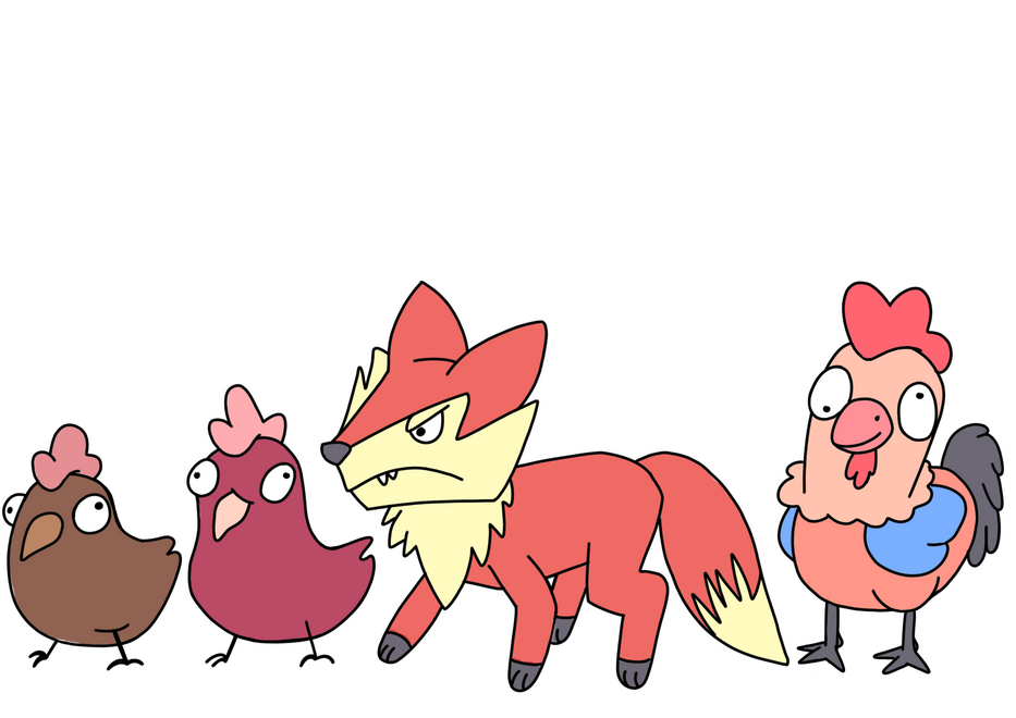 Chickens, Fox, Rooster