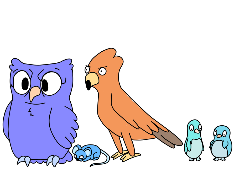 Owl, Mouse, Hawk, Penguins